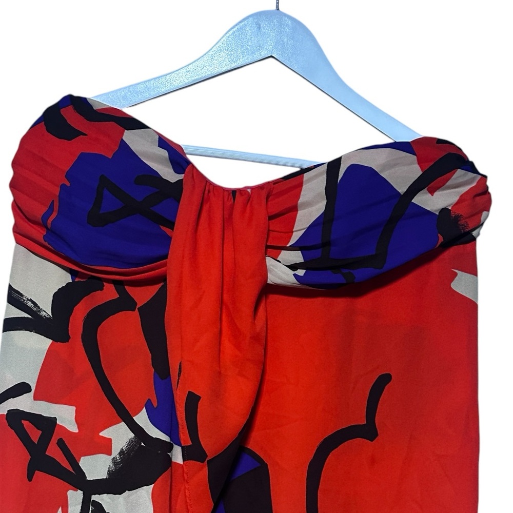 Abstract Print Flowy Swim Suit Cover Or Sexy Top Strapless Flowy Beautiful XL - Picture 3 of 15